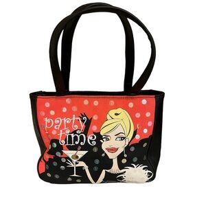 Rolfs Party Time Bag Purse Sequins Beads Red Black Girl With Margarita